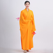海青居士服 女禪修服衣男大褂高檔臺灣麻料海清深咖啡色法會海清長褂佛衣居士服女僧服四季款 黃色 40#身高165左右