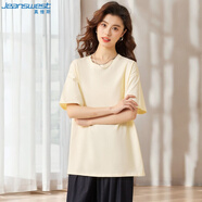 真維斯（JEANSWEST）短袖t恤女純棉夏季寬松oversize大版休閑潮流半袖上衣女杏色XL