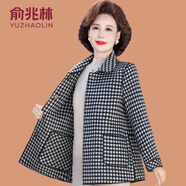 俞兆林（YUZHAOLIN）媽媽秋裝雙面毛呢外套大碼2025新款中老年女秋冬兩面穿格妮子大衣 黑色 XL (參考90-105斤)
