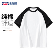 GENIOLAMODE【敖瑞鵬代言】短袖T恤男寬松休閑拼接撞色純棉舒適百搭t恤衫