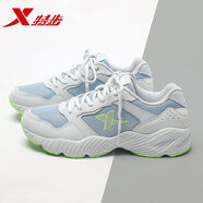 特步（XTEP）女鞋老爹鞋女夏季潮鞋減震跑步鞋厚底透氣休閑鞋青少年跑鞋子女款 淺灰蘭 35