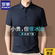 羅蒙高端短袖冰絲t恤男夏季無(wú)痕polo翻領(lǐng)免燙商務(wù)休閑彈力爸爸裝 LM6258-墨藍(lán) 3XL 185【建議160-175斤】