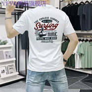 VFVQ歐洲站2025年新款潮流夏季短袖男印花T恤上衣修身體恤衫白色 白色 L