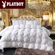 花花公子（PLAYBOY）高檔全棉羽絲絨被子冬季加厚保暖冬被8斤10斤被芯春秋被單人宿舍 白色(扭花) 150x200cm 5斤