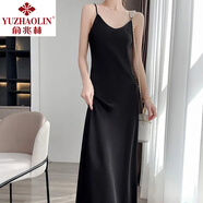 俞兆林絲滑涼感吊帶連衣裙女2025秋季搭配西裝垂墜感純色吊帶裙連衣裙 【氣質(zhì)修身吊帶裙】黑色 2XL 建議120-130斤