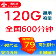 中國聯(lián)通5G大流量卡手機卡無線上網(wǎng)WIFI卡電話卡手表卡商旅卡全國通用5G高速卡 79元包120G流量600分鐘+5G速率1Gbps