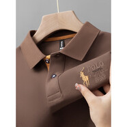 森馬【品牌斷碼清倉】男士POLO衫夏季新款短袖T恤刺繡翻領(lǐng)衫大碼百搭 A26棕色[主圖款] L -建議110-130斤