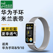 臣頌（CHENSONG）適用華為運(yùn)動(dòng)手環(huán)8/9/10NFC表帶金屬磁吸huawei band 八九十代米蘭尼斯手表腕帶