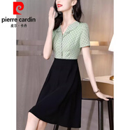 皮爾卡丹（pierre cardin）假兩件波點(diǎn)短袖連衣裙女夏季2025新款時尚洋氣荷葉邊拼接雪紡裙子 圖片色 XL 【115-125斤】