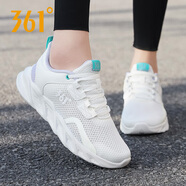 361°女鞋運動鞋女跑步鞋新款361度女鞋旅游鞋夏季網(wǎng)面透氣休閑鞋子 羽毛白/粉筆紫 36