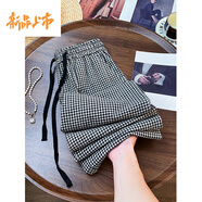 初徑黑白格子休閑褲寬松顯瘦高腰直筒闊腿洋氣新款2025 黑白格子 2XL 建議140-155斤