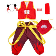 哪吒兒童演出服團體舞蹈演出搭配武器全套男女童cos小哪吒服裝 哪吒七件套 130 cm 現貨