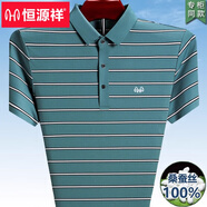 恒源祥2025夏季新款中年男士爸爸裝短袖T恤無(wú)痕真口袋翻領(lǐng)POLO衫夏裝 淺綠HYX-8366 M 165