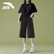 安踏七分褲套裝女士時(shí)尚兩件套2025夏季新款休閑寬松大碼運動(dòng)套裝 -6基礎黑【男女同款】 M/170 【女生建議拍小一碼】