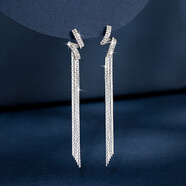 馬思迷老鳳凰999東來(lái)獨特純銀長(cháng)款流蘇耳飾耳環(huán)耳墜2025新款感輕奢女銀 白金色老鳳祥品質(zhì)