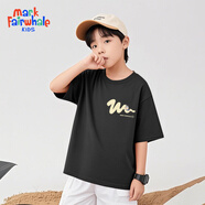 馬克華菲男童短袖t恤2025新款男孩衣服夏裝純棉童裝洋氣兒童上衣夏 m悠閑鯊K黑 110 尺碼偏小，建議拍大一碼