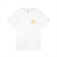 MLB潮牌穿搭 NY/LA經(jīng)典標男女情侶寬松休閑短袖T恤 白色（尺碼偏大，女生建議選小2 M