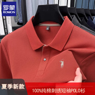 羅蒙2025新款夏季珠地網(wǎng)眼純棉短袖t恤簡(jiǎn)約刺繡翻領(lǐng)Polo衫男寬松透氣 橘紅純棉 XL 180 150斤-160斤