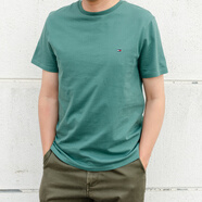 TOME BORNEK美國Tommy Hilfiger 湯米男全棉經(jīng)典打底衫修身圓領(lǐng)純色短袖t恤 墨綠色圓領(lǐng) M(國內現貨) 均碼