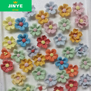 景德鎮陶瓷手工擺件仿生花陶瓷花朵小花仿真花桌面花瓶精致陶瓷花 單層花瓣 3朵隨機