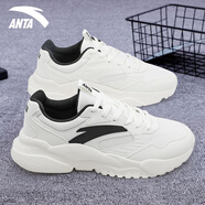 安踏運動(dòng)鞋男鞋2025夏季新款輕便皮網(wǎng)面透氣防臭跑步運動(dòng)鞋旅游休閑鞋 8854-3象牙白/黑 39