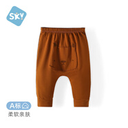 舒貝怡兒童褲子寶寶屁屁褲男女童哈倫褲嬰兒春夏薄款外出長(cháng)褲PP款棕色80