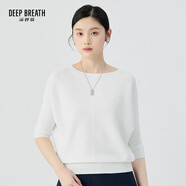 深呼吸DEEP BREATH女裝3D天衣無(wú)縫 寬松蝙蝠袖針織T恤衫女A301276 白 M (3碼)