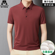 AJGNEAMAIN意大利輕奢品牌桑蠶絲無痕短袖t恤男商務(wù)休閑純色親膚免燙體恤衫 3799棗紅 【桑蠶絲無痕免燙】 S (165) 碼【建議100-120斤】