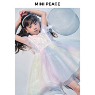 MiniPeace太平鳥(niǎo)童裝兒童蓬蓬連衣裙夏彩虹公主裙 白色 140cm