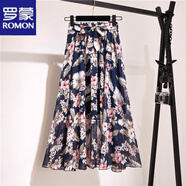 羅蒙（ROMON）雪紡半身裙2025春夏新款波西米亞中長(zhǎng)款高腰仙女碎花大擺裙沙灘裙 13# 均碼