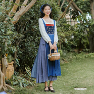 烏拓俄羅斯宮廷裙田園風(fēng)連衣裙森女系蒙古服裝女法式復(fù)古舞蹈風(fēng)情民族 655 （送頭巾） S