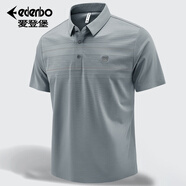愛(ài)登堡Edenbo/愛(ài)登堡冰絲無(wú)痕短袖POLO衫夏季男士彈力中老年短袖T恤衫 青色 M