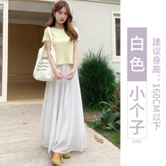 翊尚美半身裙女2025夏季新款a字裙白色小個子百褶半裙寬松顯瘦垂感紗裙 白色 【冰涼內(nèi)襯防透小個款】 S 【推薦75-95斤】