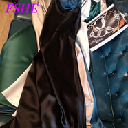 FSHE高級(jí)感仿醋酸緞面吊帶連衣裙女2025夏季新款修身中長(zhǎng)款無(wú)袖背心裙 黑色【版 好質(zhì)感】 2XL 【建議120-135斤】