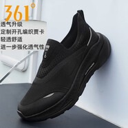 361°情侶款一腳蹬懶人鞋25夏季款男女士網(wǎng)面透氣Q彈軟底科技減震跑鞋 曜石黑/銀白色 43