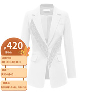 AUI 職業(yè)西裝外套女春裝2022新品歐洲站時(shí)尚女裝設計感黑色修身西服 白色 S