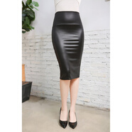 兔嵐夏季皮裙半身裙高級感包臀2025新款歐美緊身亞光修身彈力春百搭仿 黑色 M