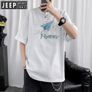 JEEP SPIRIT吉普t恤男士2025夏季新款ins港風短袖韓版潮牌體恤衫寬松半袖上衣 紙飛機 M 90-109斤