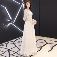 諾麗緹晚禮服裙女2025新款時(shí)尚氣質(zhì)白色高貴顯瘦年會(huì)晚宴宴會(huì)聚會(huì)連衣裙 白色長(zhǎng)款 XL