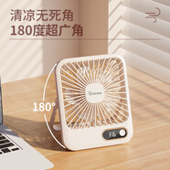 賽億BSC臺吊式卡片風扇USB蓄電款小風扇/小臺扇迷你手持便攜學生宿舍辦公室教室桌面液晶顯示電風扇 1200mA蓄電款