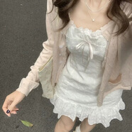 HUALIN FASHION白色吊帶連衣裙子女夏季2025新款小個子無袖甜美修身字短裙 毛衣開衫【關(guān)注下單送禮品】 2XL
