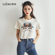 裂帛裂帛裂帛2025夏季新款原創(chuàng)百搭刺繡短袖寬松白色休閑顯瘦T恤女 白色 M