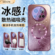 MOZK 適用小米17手機殼小米15spro新款散熱閃電炫光磨砂保護套15ultra自帶鏡頭膜冰感磁吸全包防摔散熱 小米15Ultra【梅子色】+手機膜 散熱閃電炫光磨砂殼