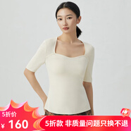 哥弟真的好（GIRDEAR）女裝方領(lǐng)中袖針織T恤衫女A301206 奶油白 L (4碼)