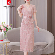 皮爾卡丹（pierre cardin）喜婆婆婚宴裝2025新款婚禮裙子女方母親結(jié)婚媽禮服高貴年輕 粉色 XL (110-124斤)