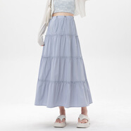米度麗孕婦半身裙a字蛋糕裙夏季薄款工裝半裙小個(gè)子中長(cháng)款百褶裙子夏裝 冰川藍 XXL碼