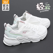 361°女鞋運動(dòng)鞋子夏季新款網(wǎng)面透氣跑步鞋潮流鞋學(xué)生鞋休閑鞋子 羽毛白/泡沫青藍 38