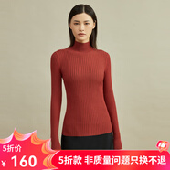 哥弟真的好（GIRDEAR）女裝修身坑條半高領(lǐng)打底針織衫女A300525 磚紅 S (2碼)