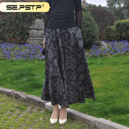 夏典素訂女王（SE.PSTP）素訂2025新花型春秋夏季民族風(fēng)印花色棉麻中長(zhǎng)款優(yōu) 橄欖棕色 深色菩提 M 長(zhǎng)度90厘米