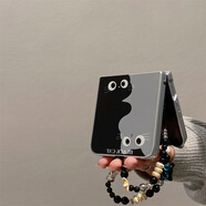 適用小米mixflip折疊屏手機殼三星華為oppo可愛(ài)黑色小貓帶鏈條女 電鍍銀色殼-黑色貓咪-單殼 小米MIX Flip2